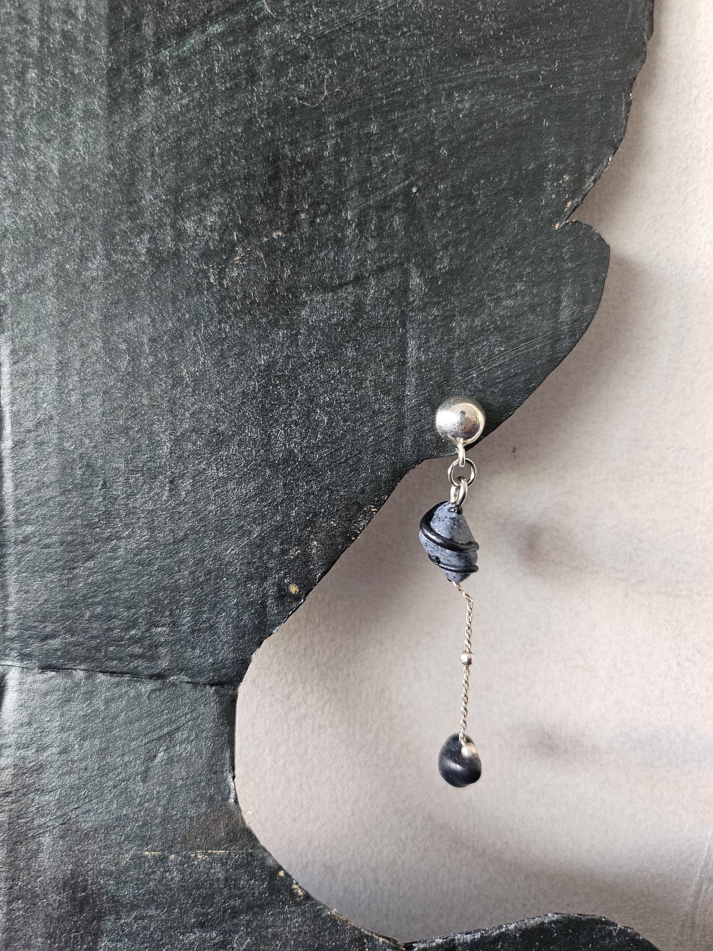 Blue pearl drop earrings