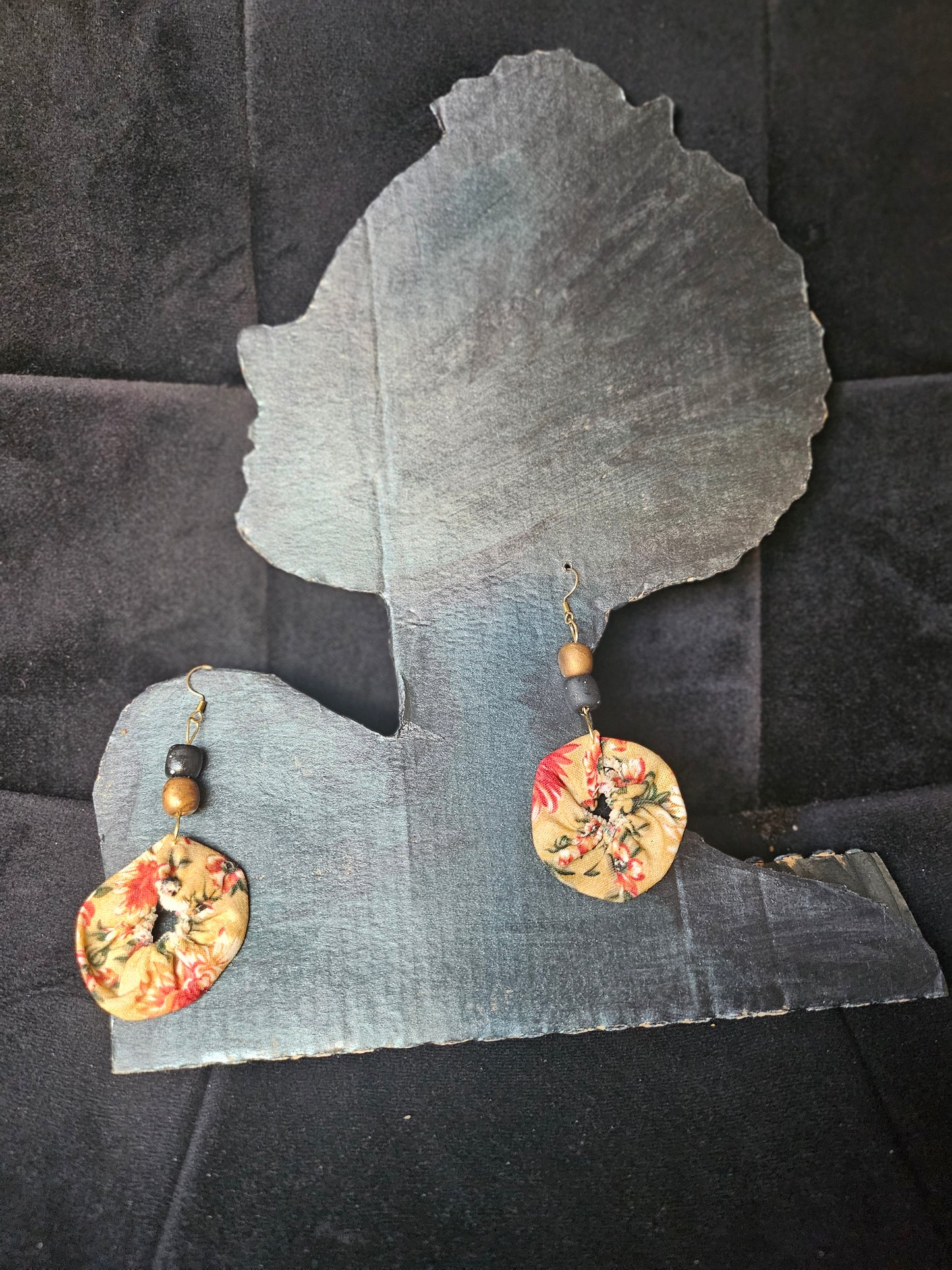 Boucles d'oreilles rondes tissu effet mouillé - cadeau bijoux fait main