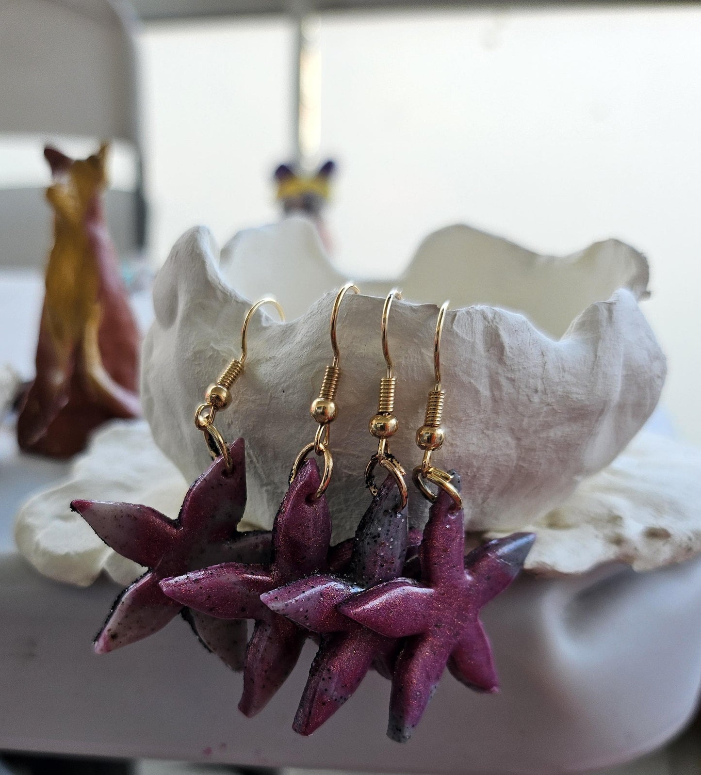 Handmade Pink Star Earrings - Handmade Jewelry