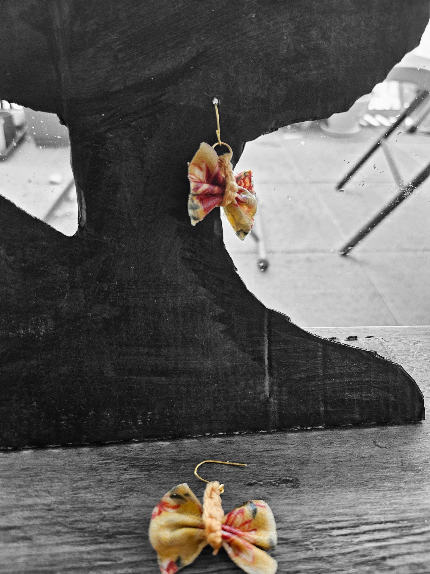 Wet Look Butterfly Knot Earrings