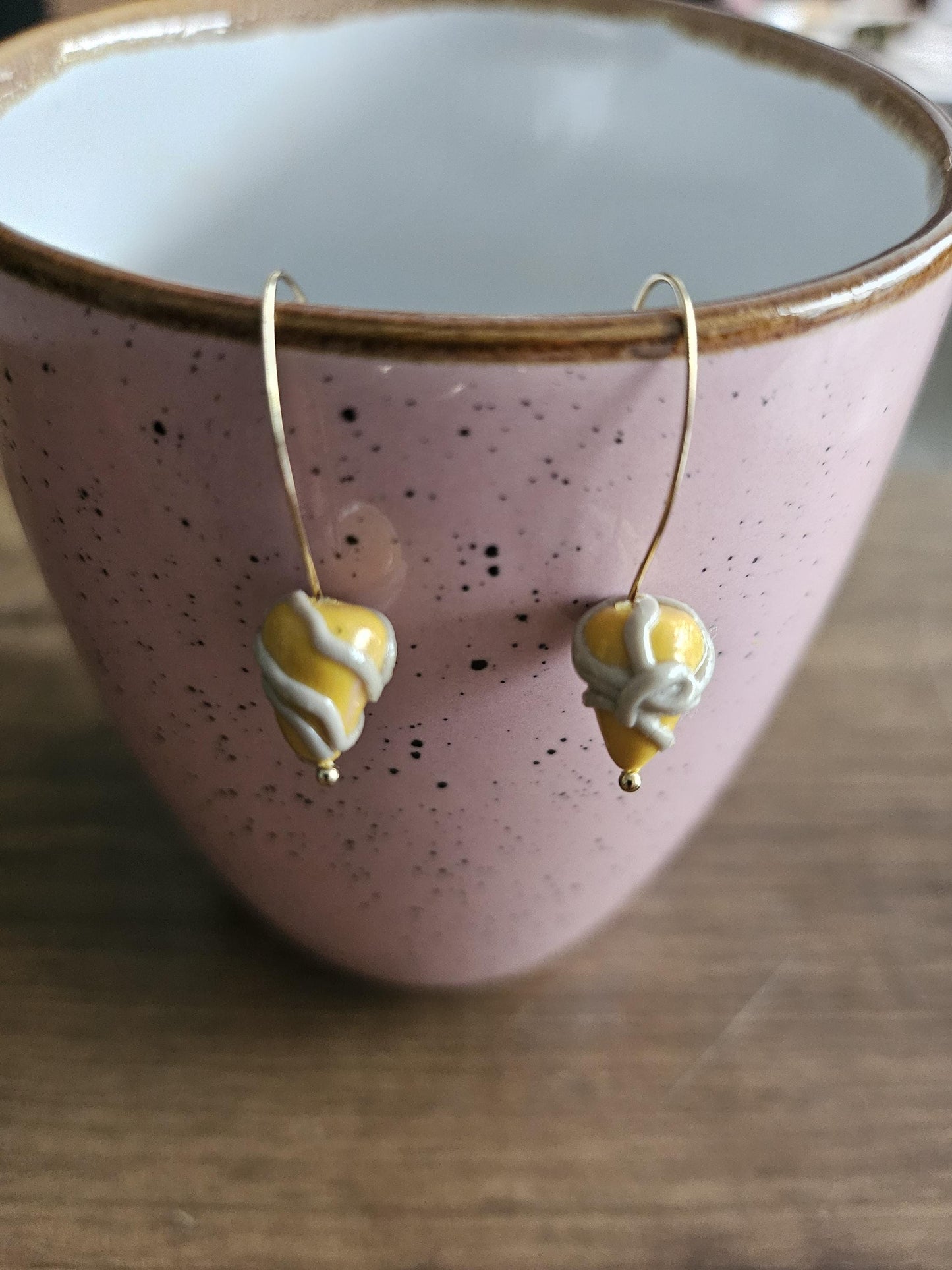 Small yellow and gray cluster earrings