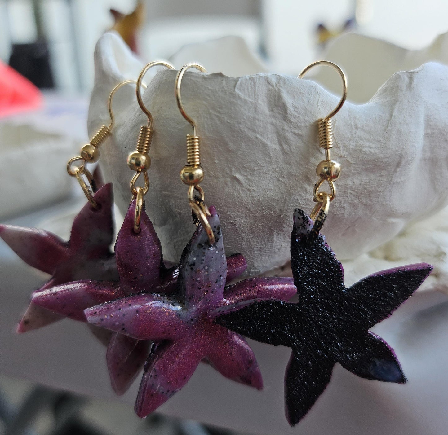 Handmade Pink Star Earrings - Handmade Jewelry