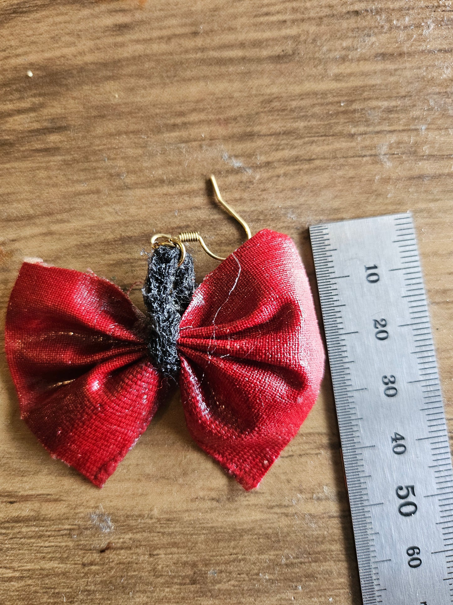 Red Wet Look Butterfly Knot Earrings