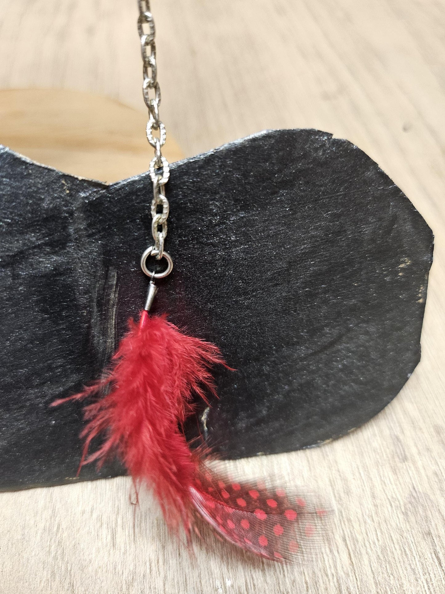 Mono Silver and Red Feather Earrings 💫 Authentic Beauty