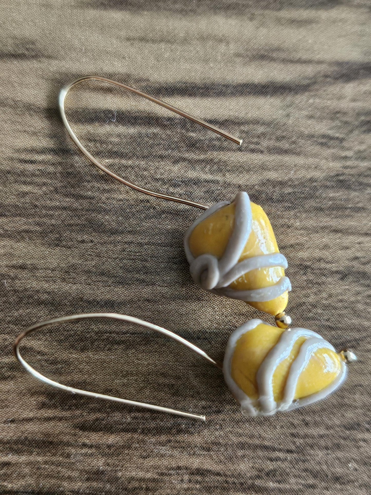 Small yellow and gray cluster earrings