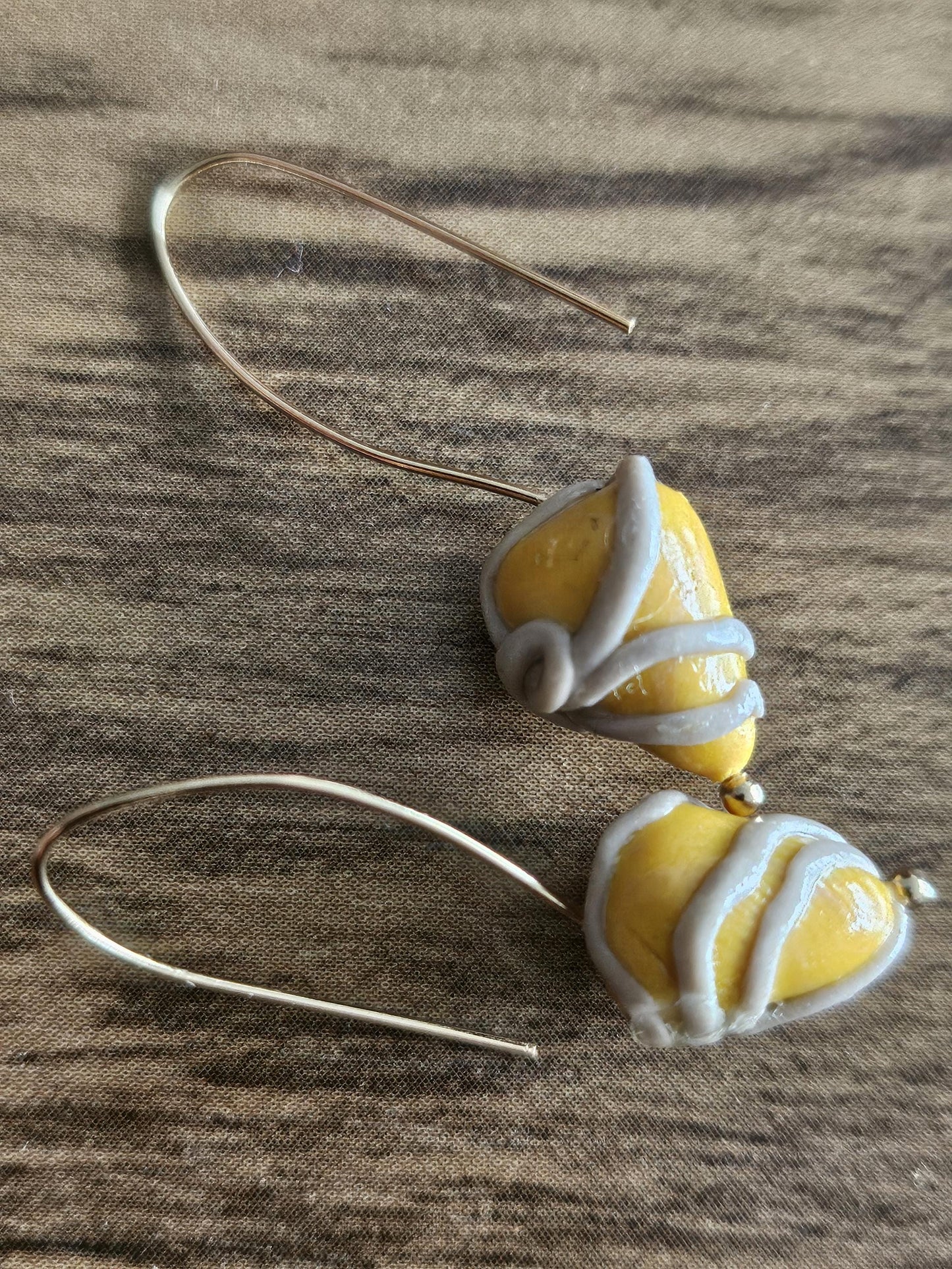 Small yellow and gray cluster earrings