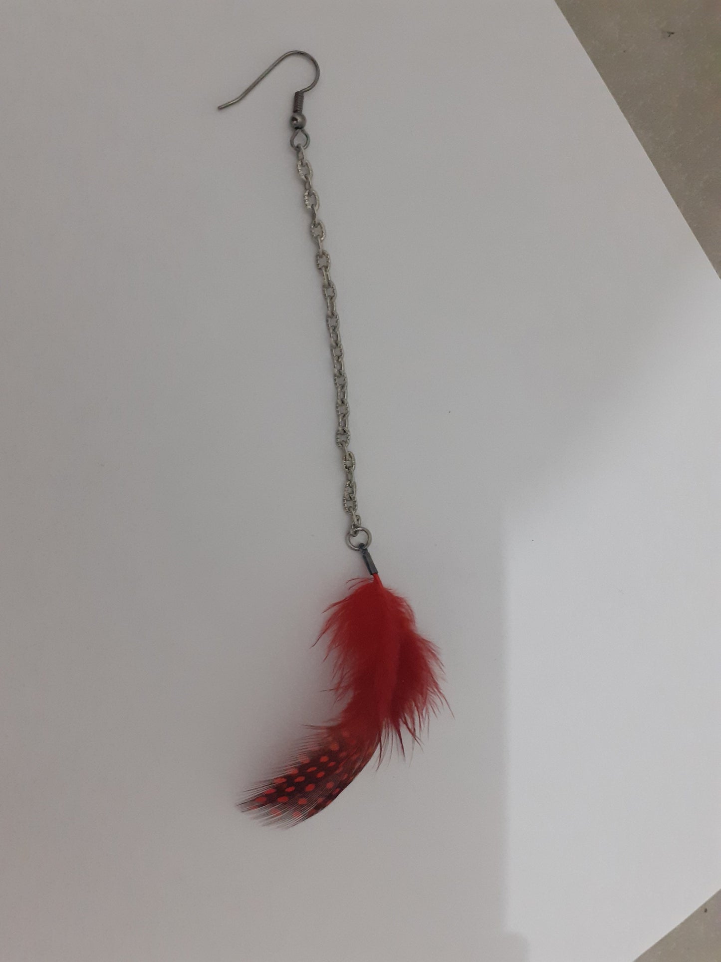 Mono Silver and Red Feather Earrings 💫 Authentic Beauty