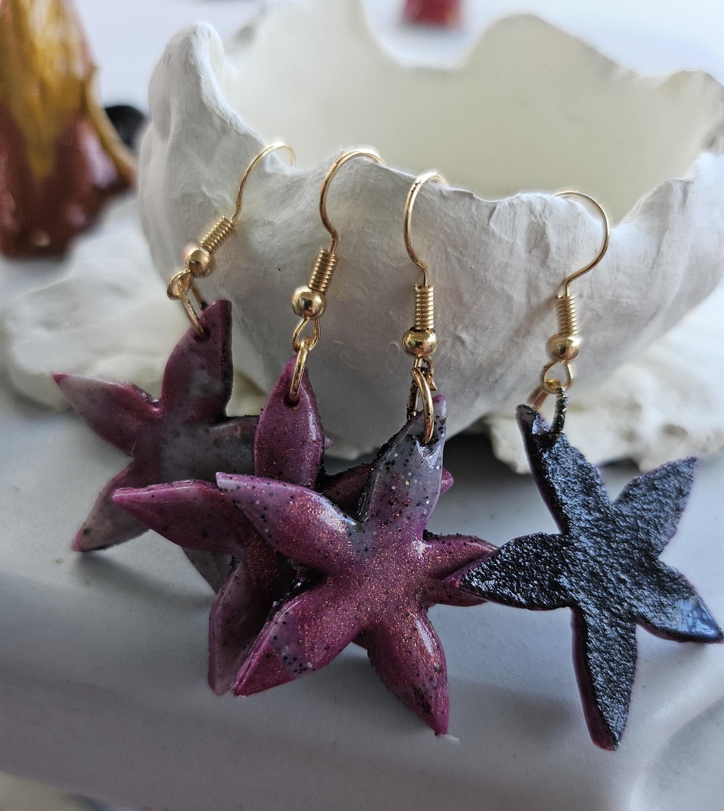 Handmade Pink Star Earrings - Handmade Jewelry