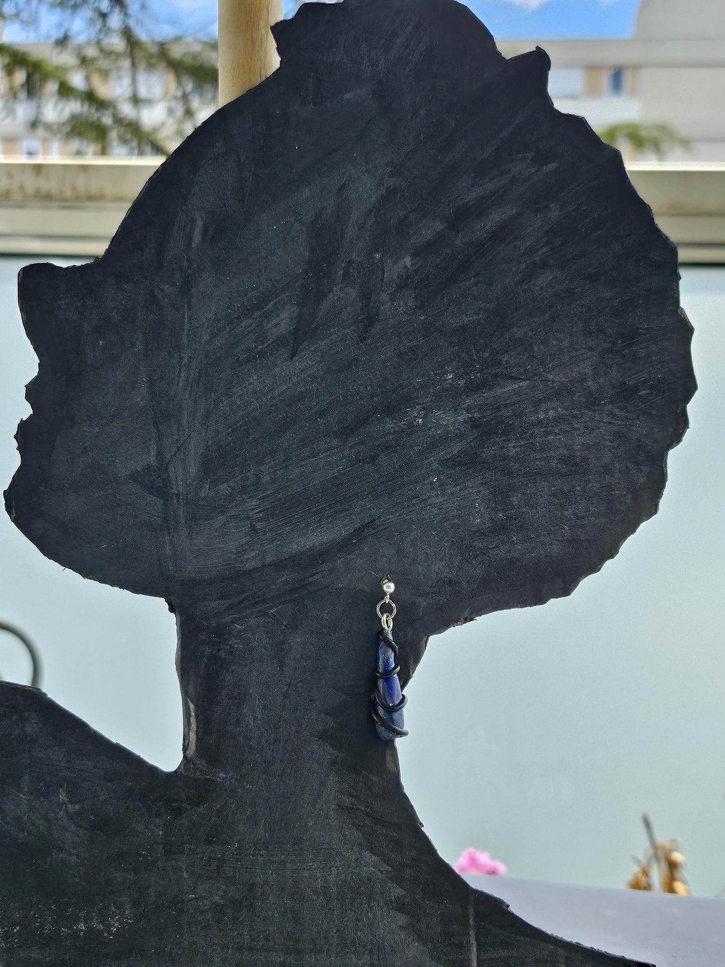 Boucles d'oreilles en forme de goutte, couleur jaune et gris ou bleu et noire