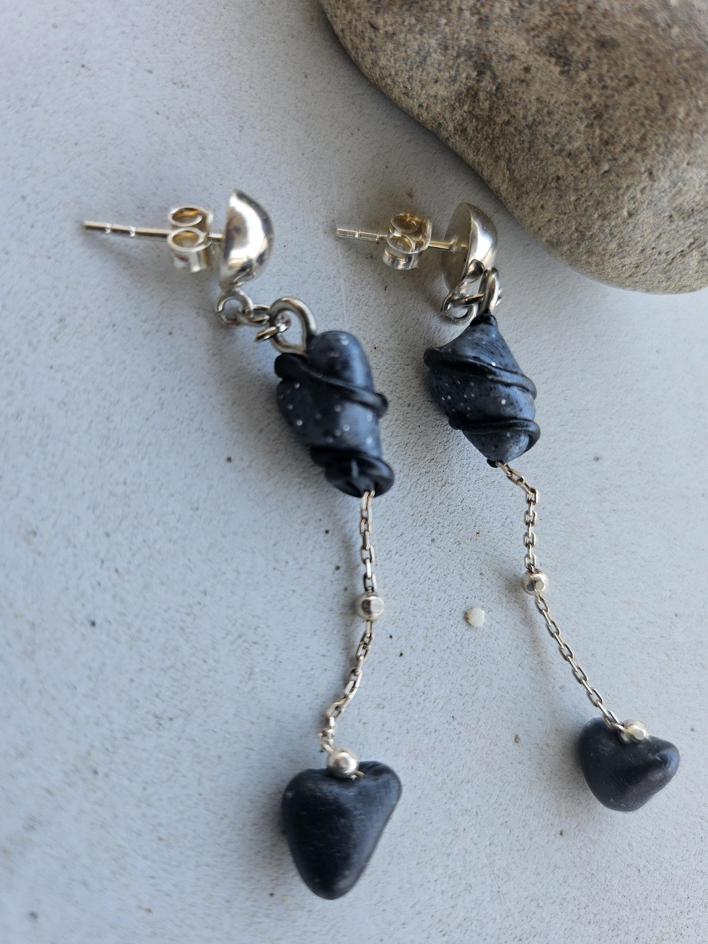 Blue pearl drop earrings