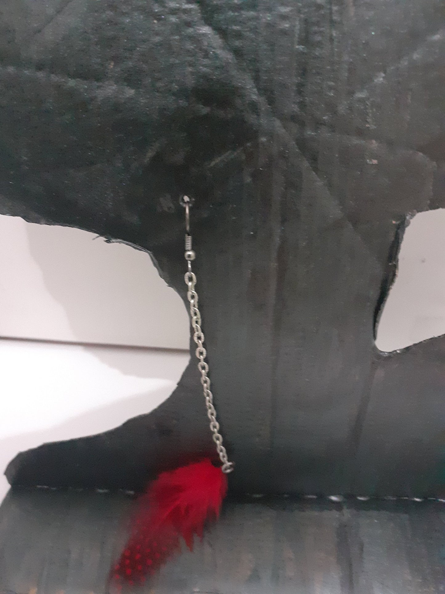 Mono Silver and Red Feather Earrings 💫 Authentic Beauty