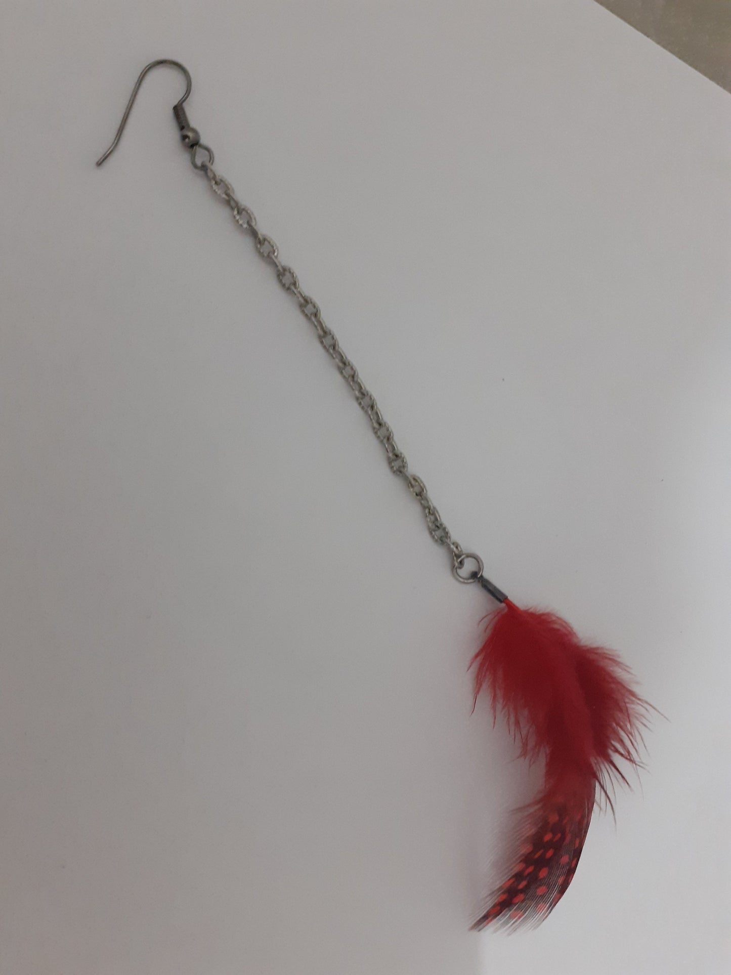 Mono Silver and Red Feather Earrings 💫 Authentic Beauty