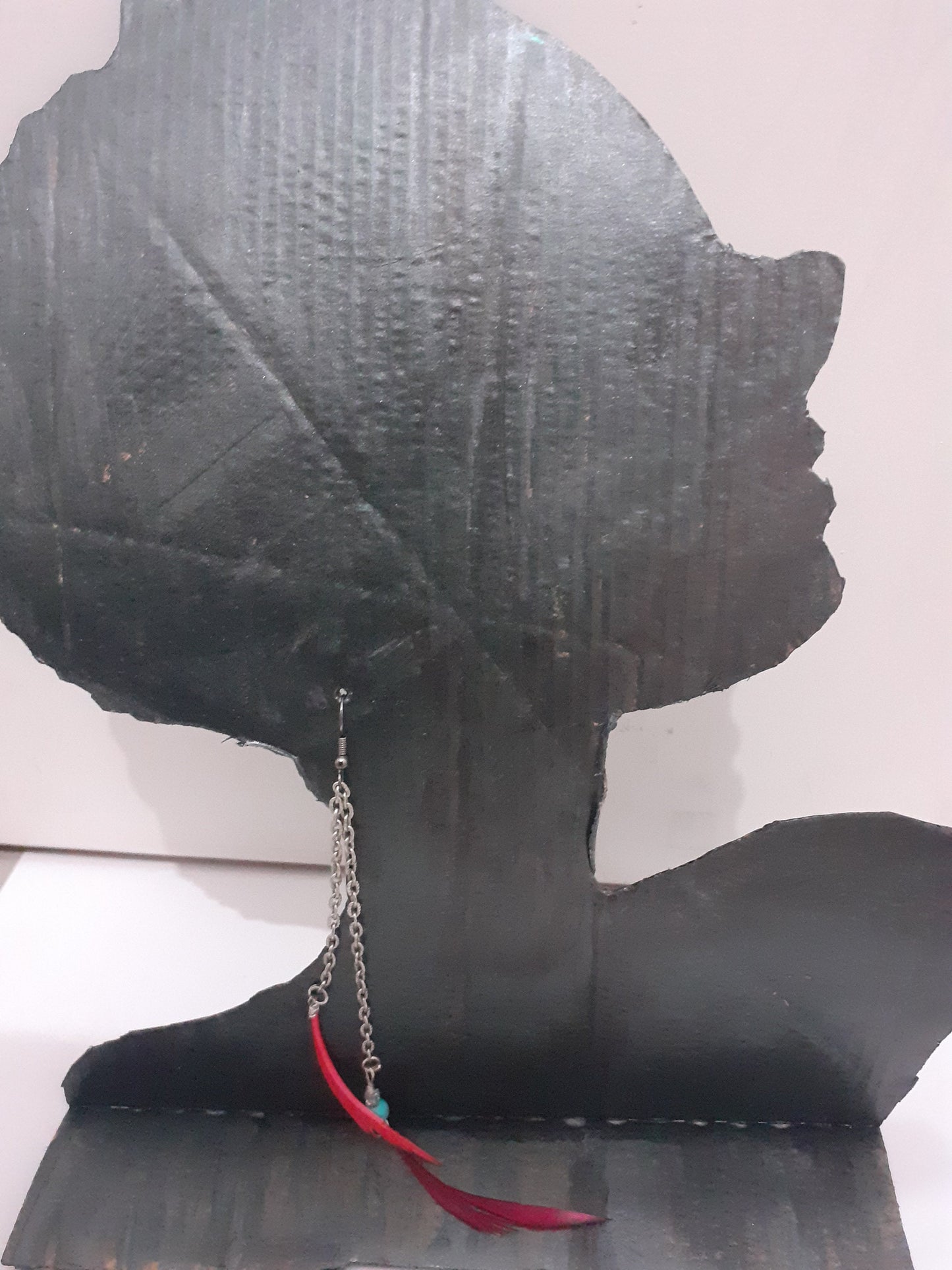 Mono Silver and Red Feather Earrings 💫 Authentic Beauty