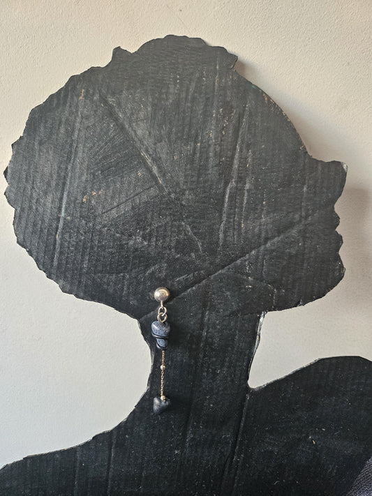 Boucles d'oreilles pendantes perles bleues