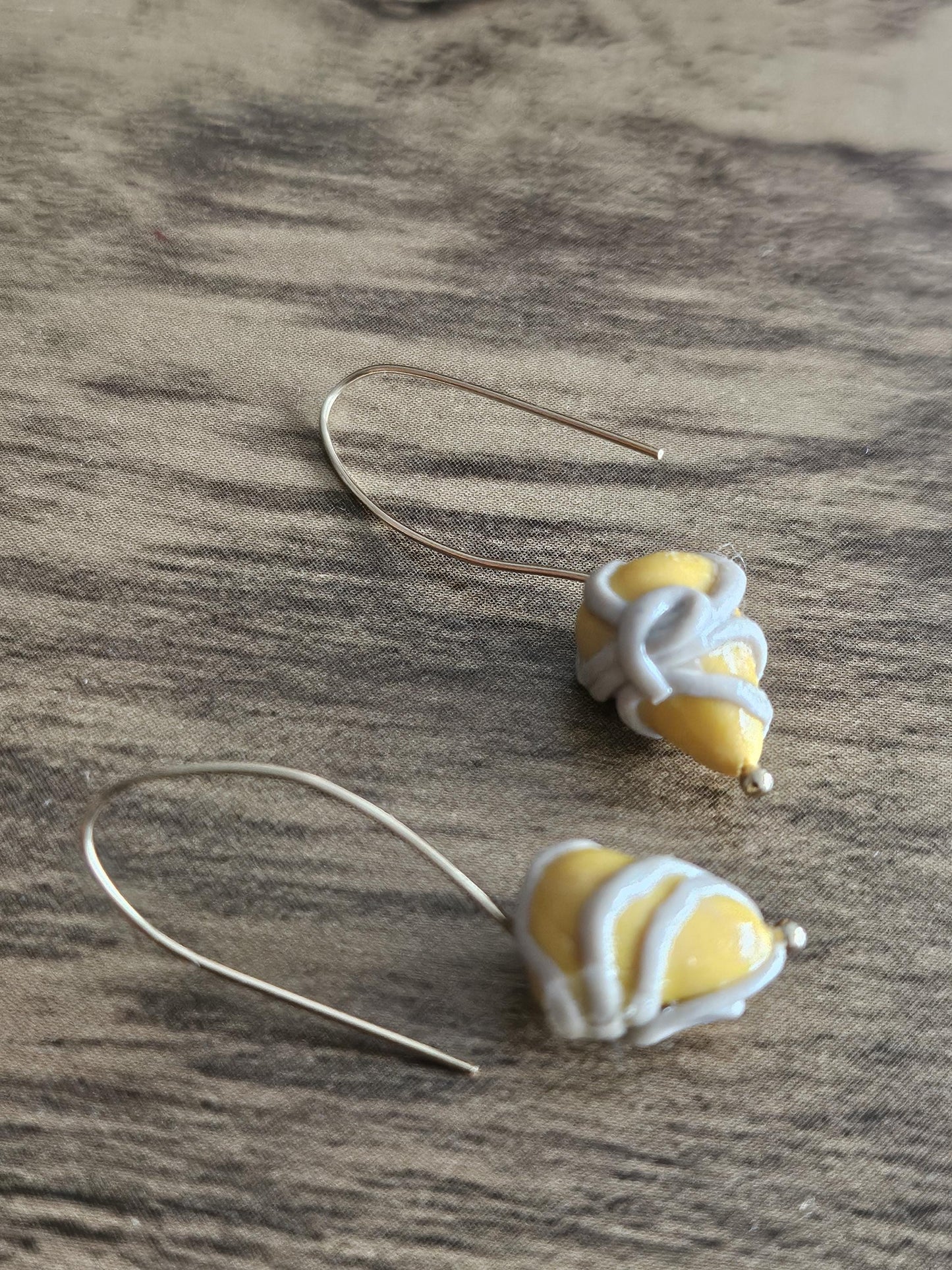 Small yellow and gray cluster earrings