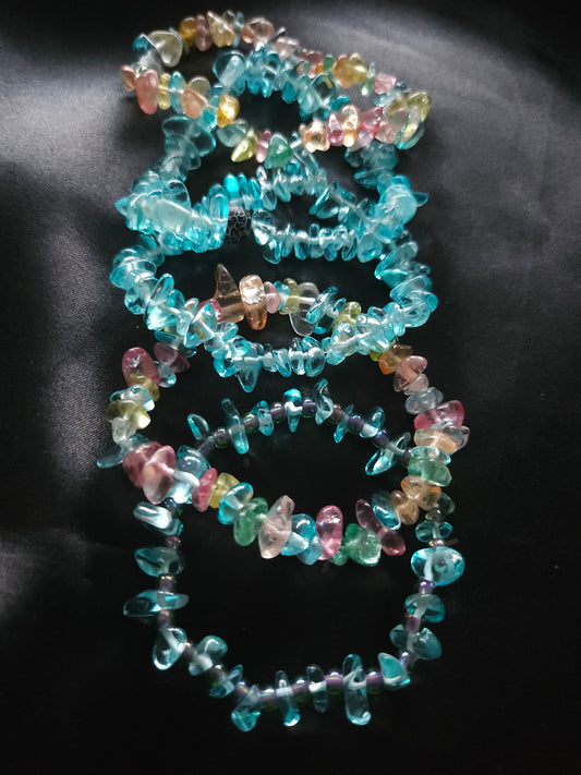 Bracelet perles de verre asymétriques multicolores fait main