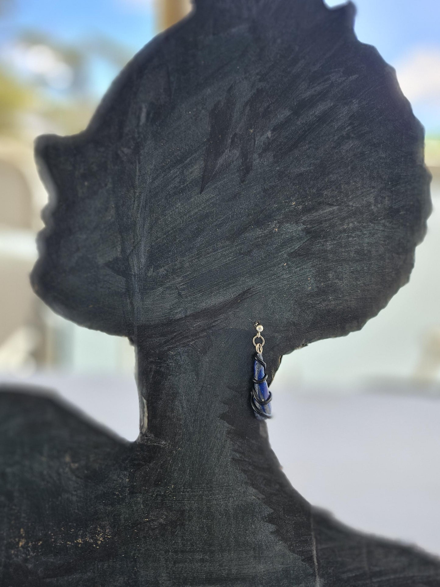 Boucles d'oreilles en forme de goutte, couleur jaune et gris ou bleu et noire