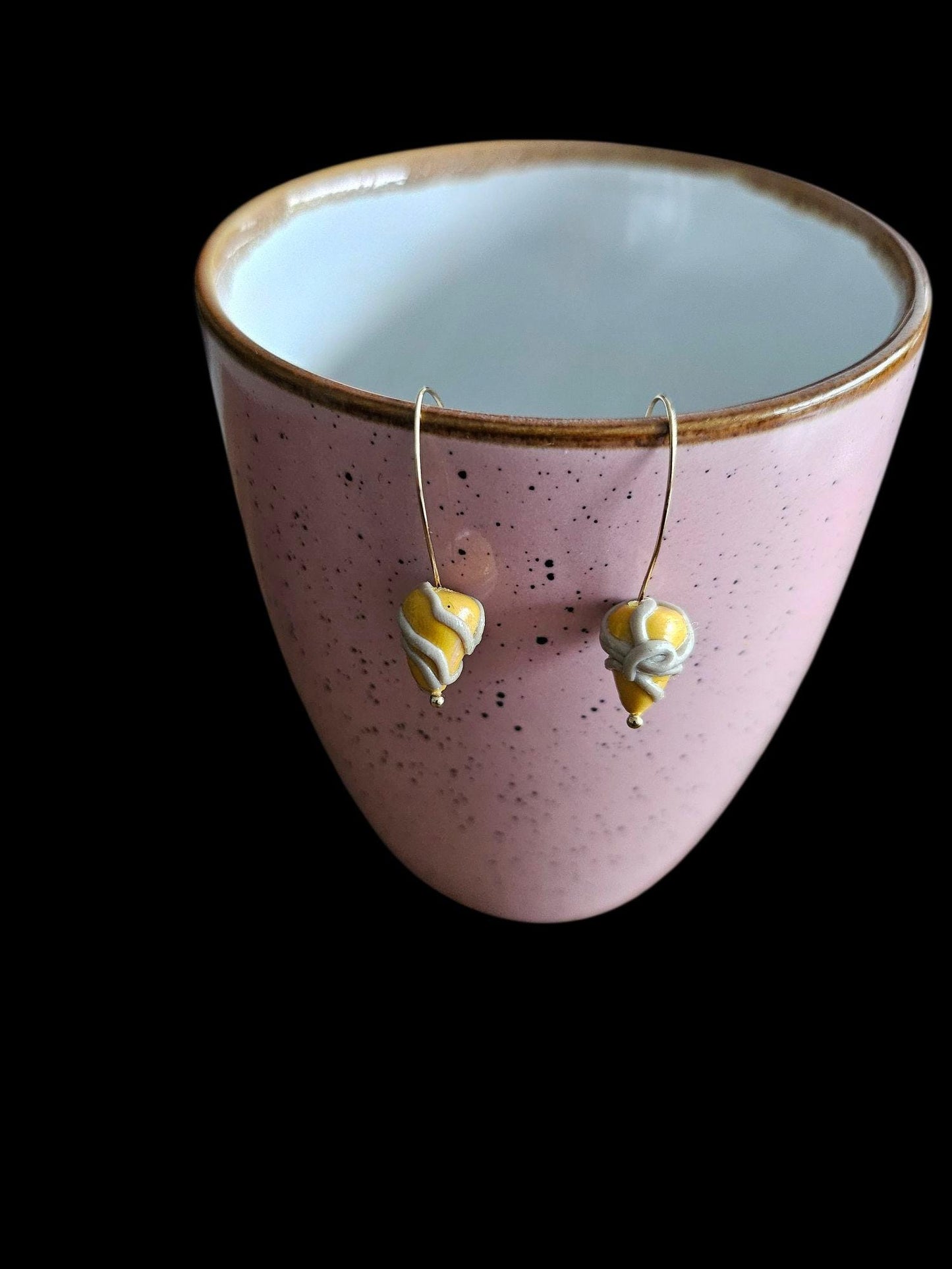 Small yellow and gray cluster earrings