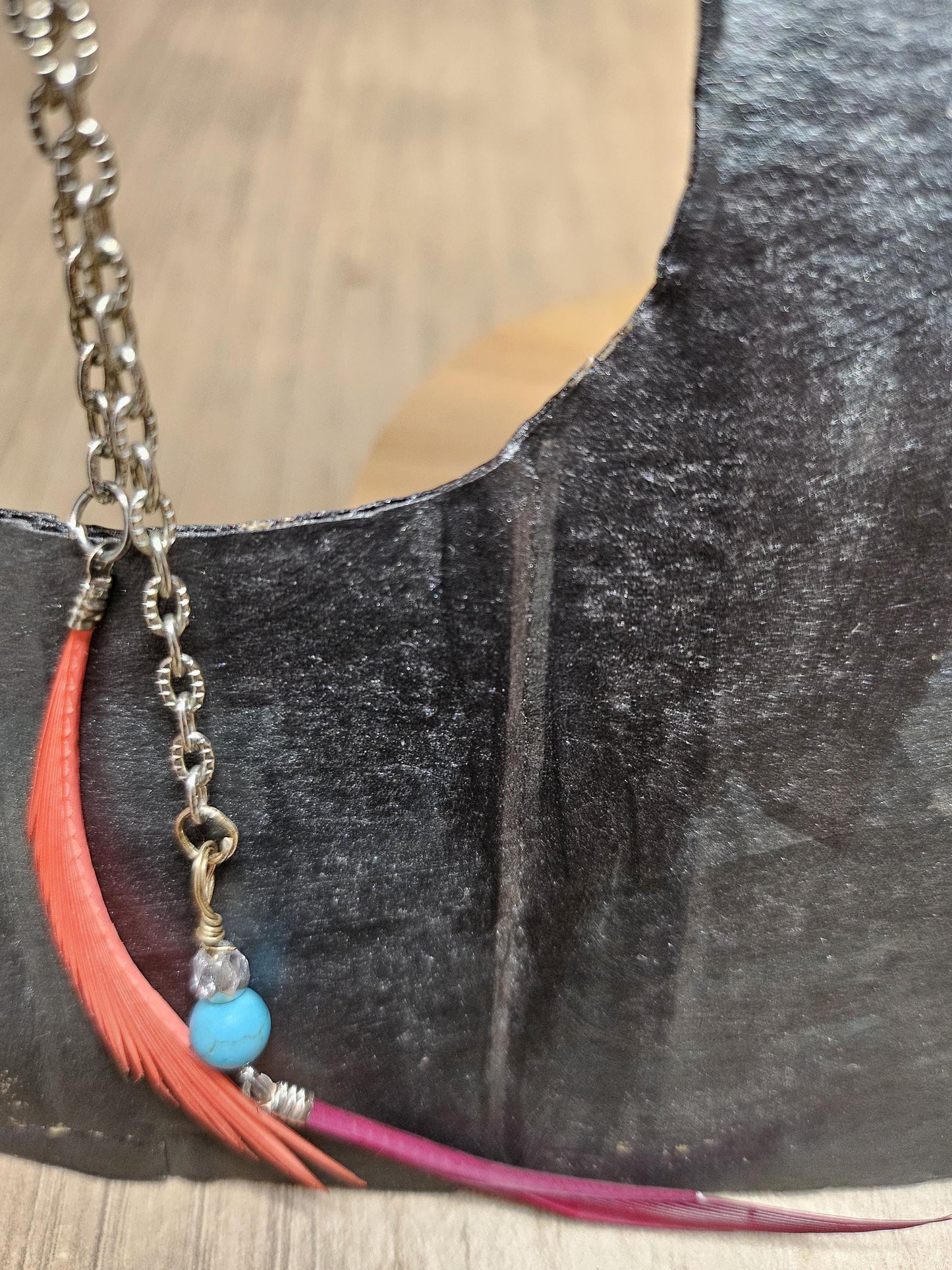 Mono Silver and Red Feather Earrings 💫 Authentic Beauty