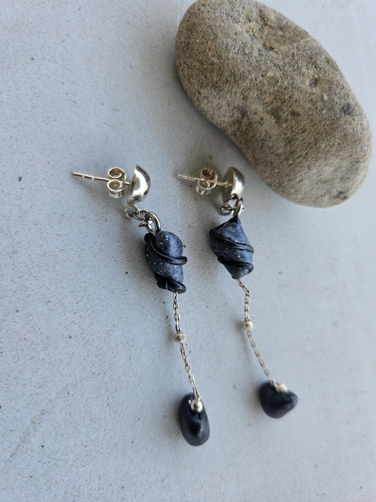 Blue pearl drop earrings