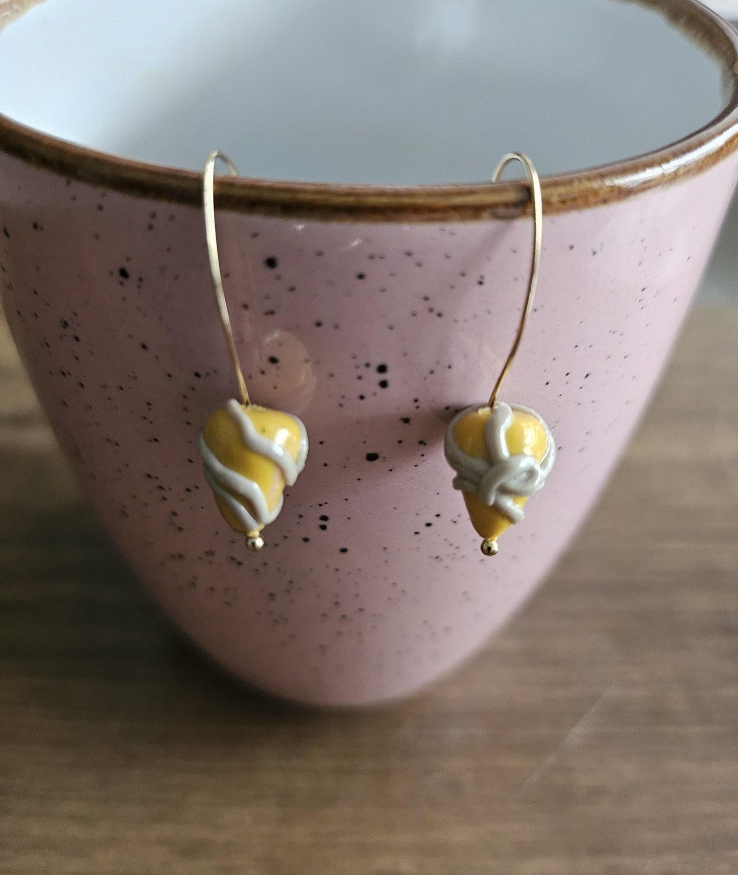 Small yellow and gray cluster earrings