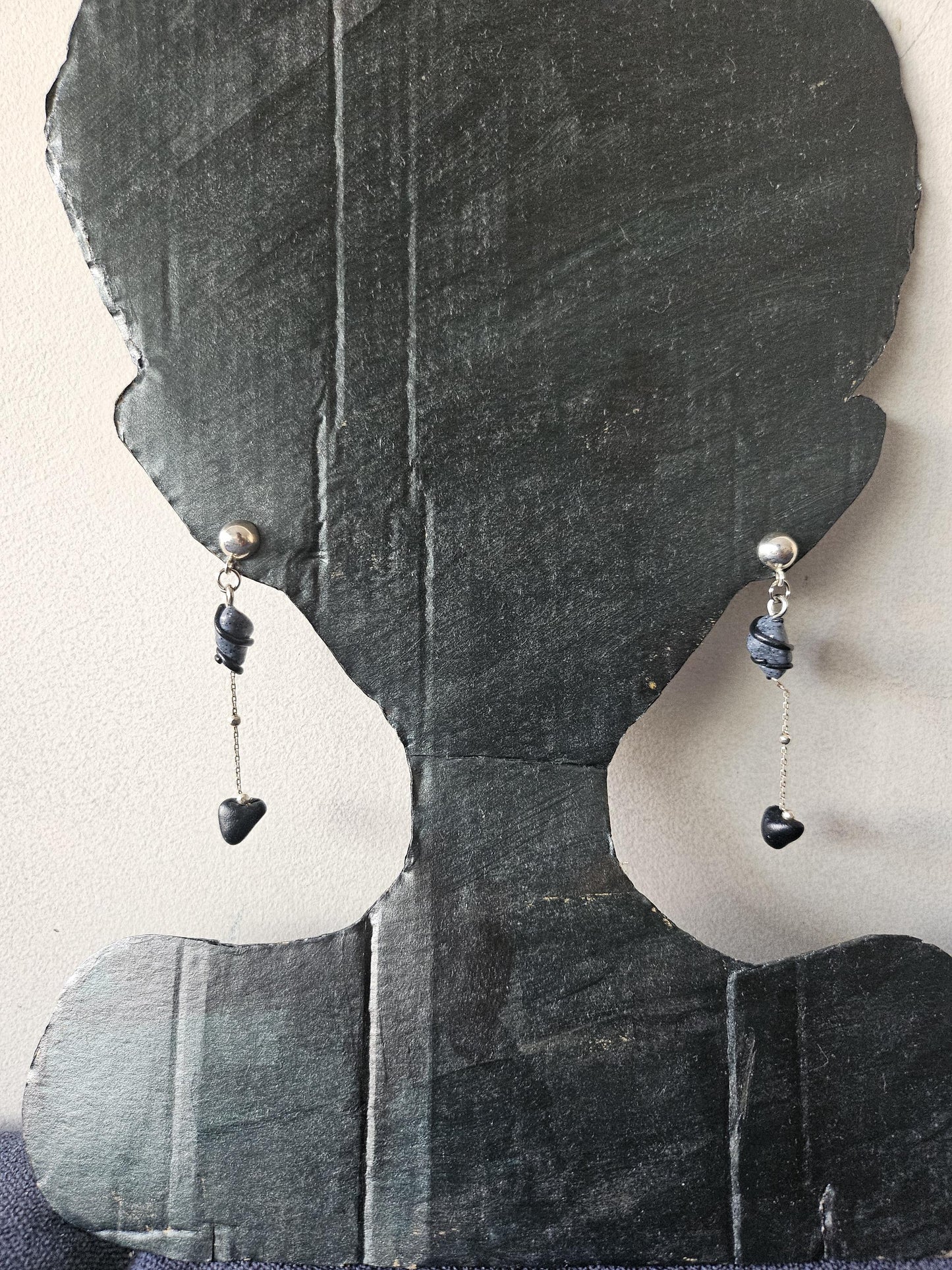Blue pearl drop earrings