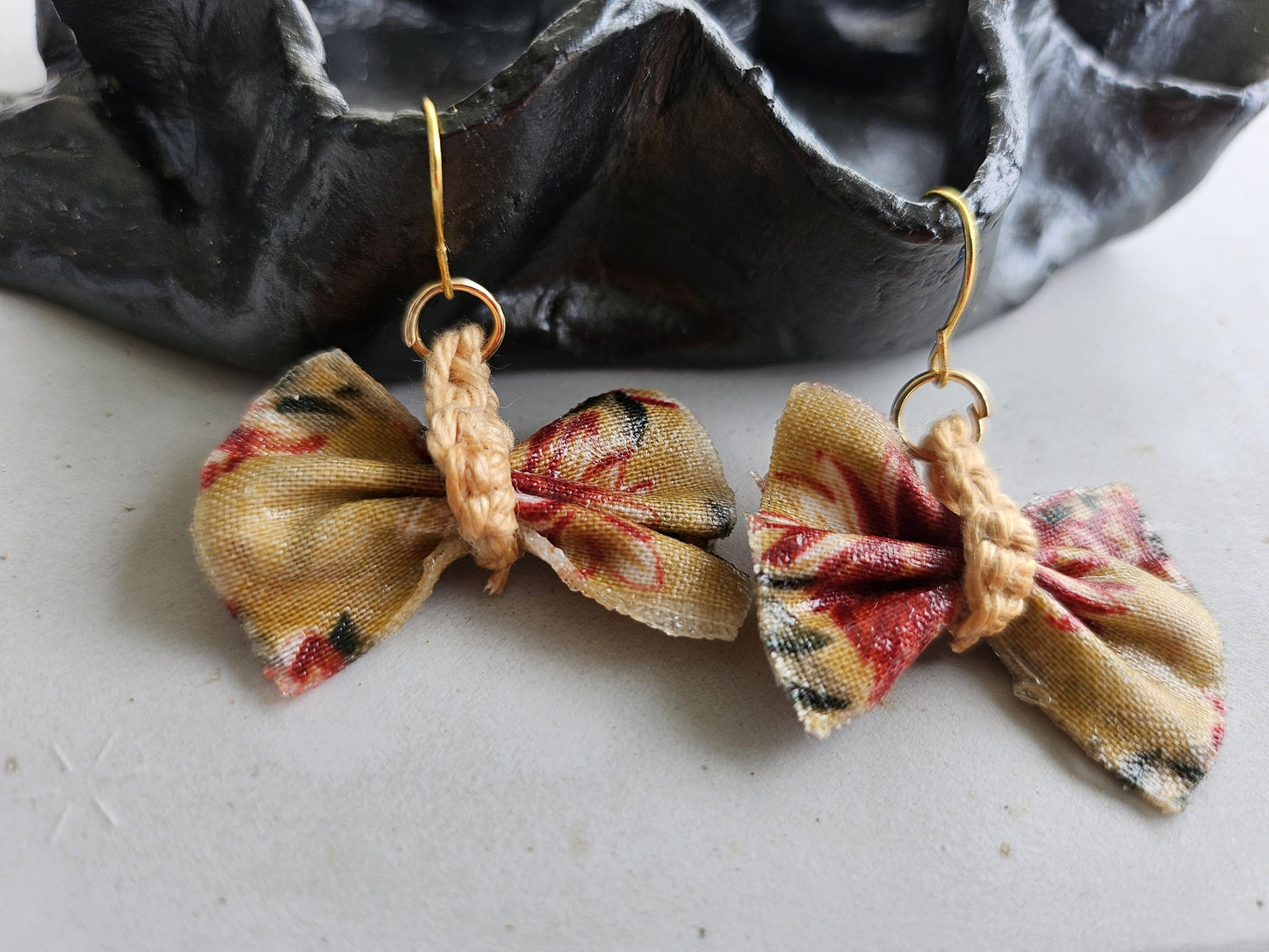 Wet Look Butterfly Knot Earrings