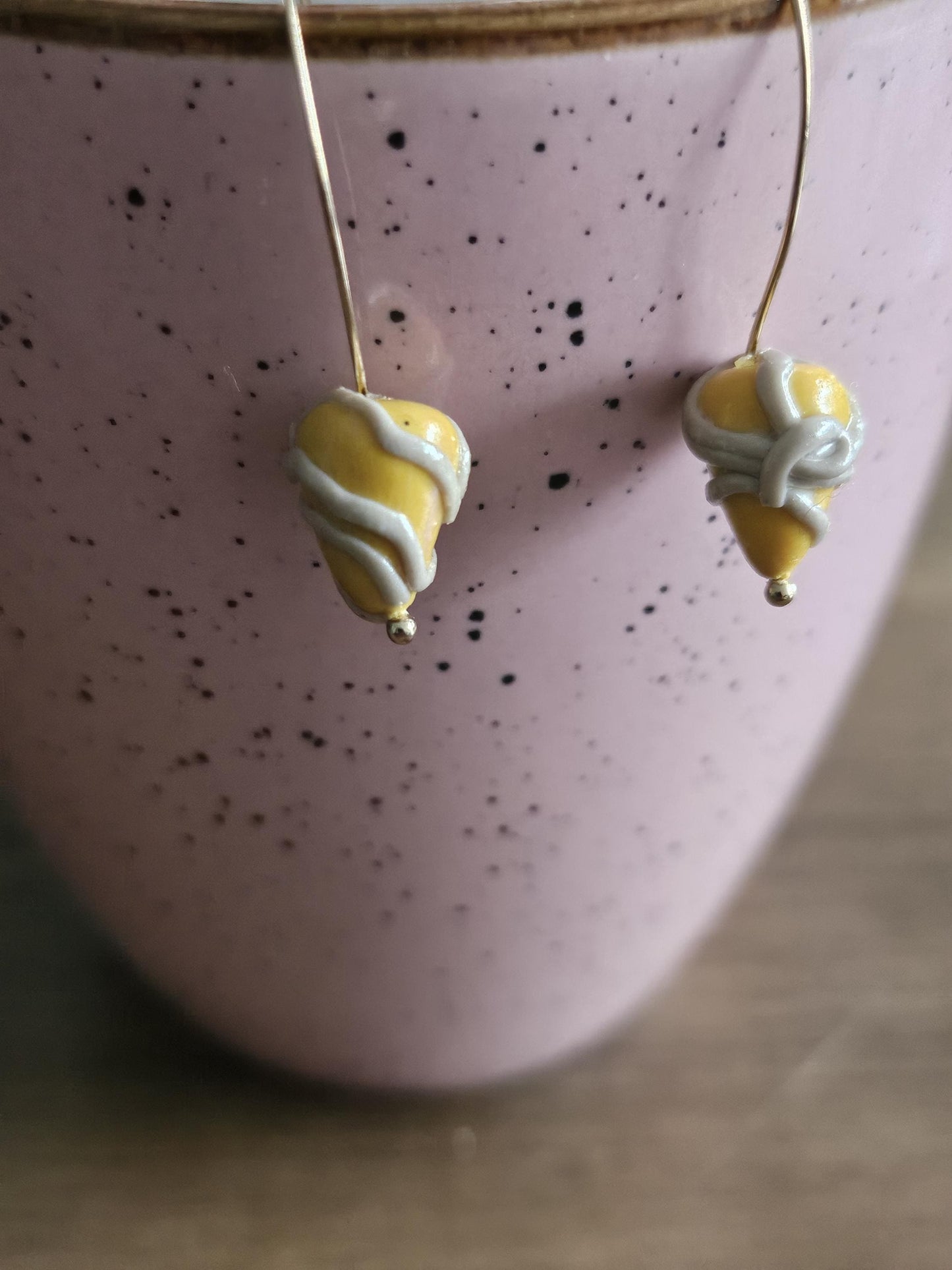 Small yellow and gray cluster earrings