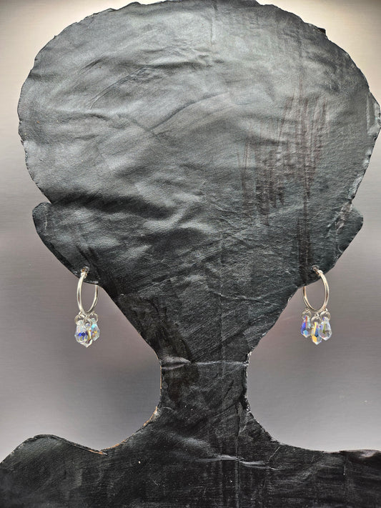 3 Hoop Earrings with Swarovski Crystals - Pure Elegance