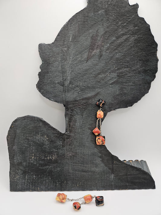 Boucles d'oreilles pendantes - perles géométriques