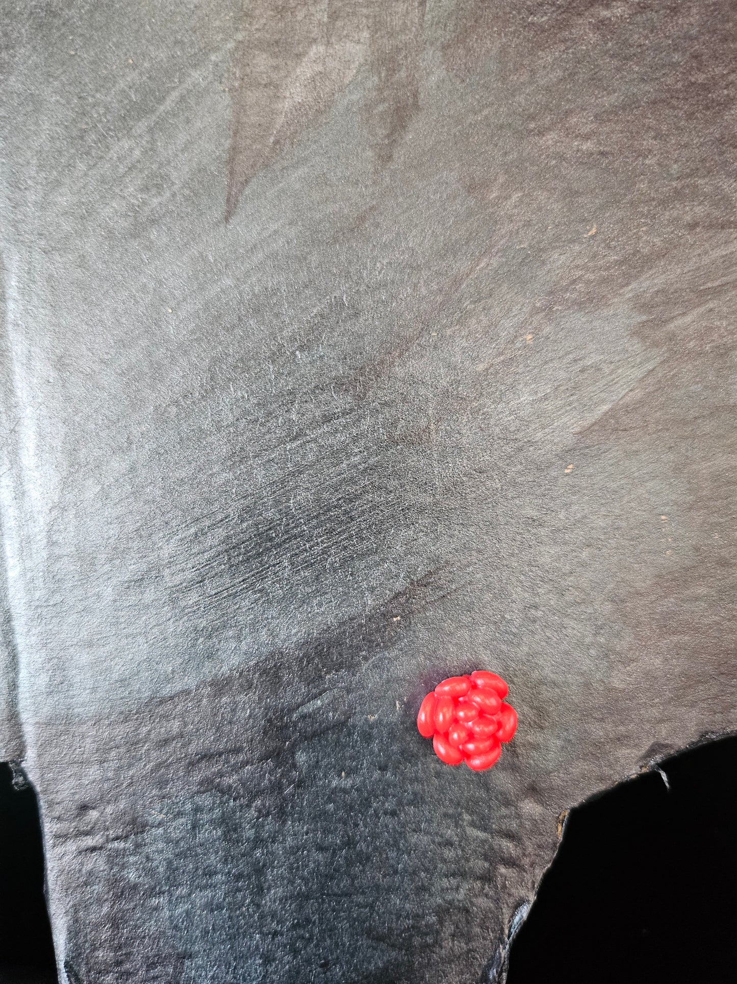 Petite boucle d'oreille rose rouge en pâte polymère. Pointe en acier inoxydable hypoallergénique