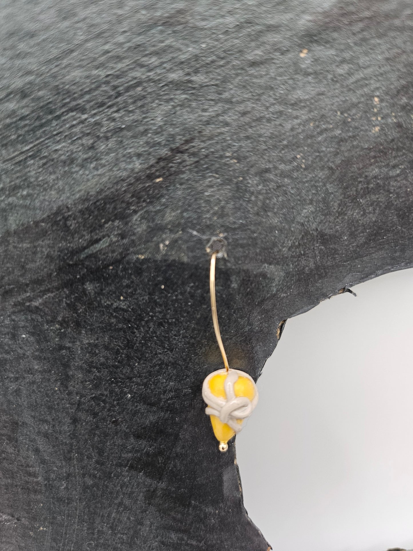 Small yellow and gray cluster earrings