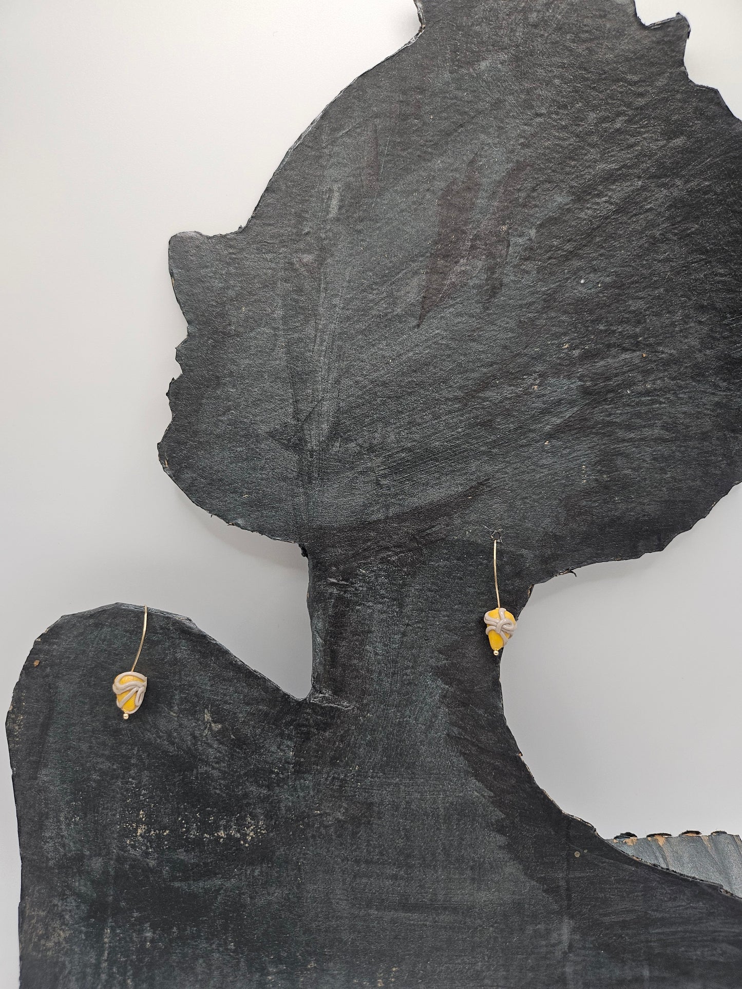 Small yellow and gray cluster earrings