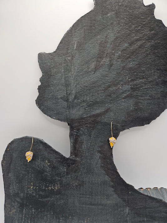Small yellow and gray cluster earrings