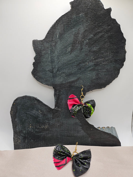 Boucles d'oreilles nœud papillon colorées artisanales - vue principale