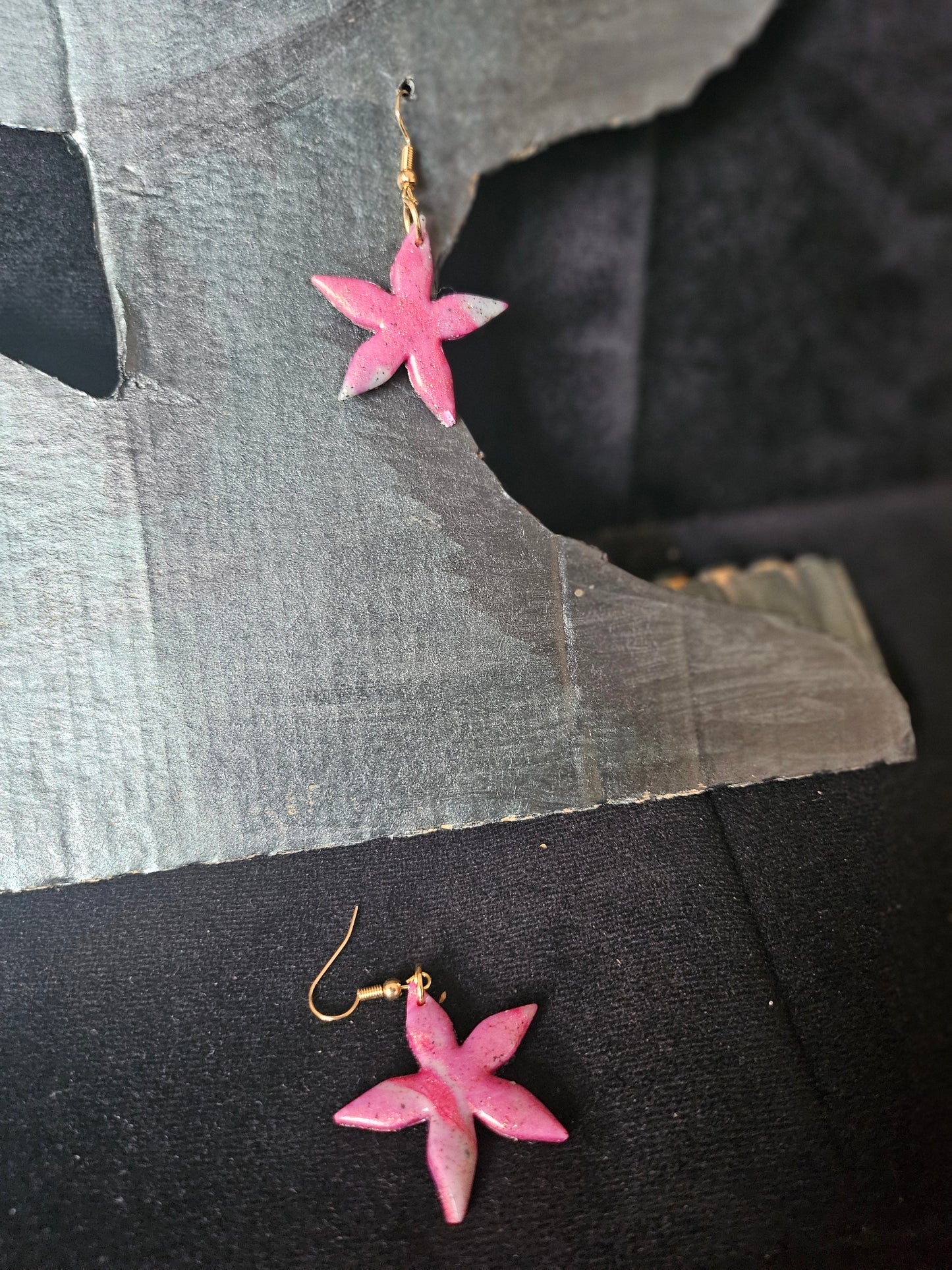 Handmade Pink Star Earrings - Handmade Jewelry