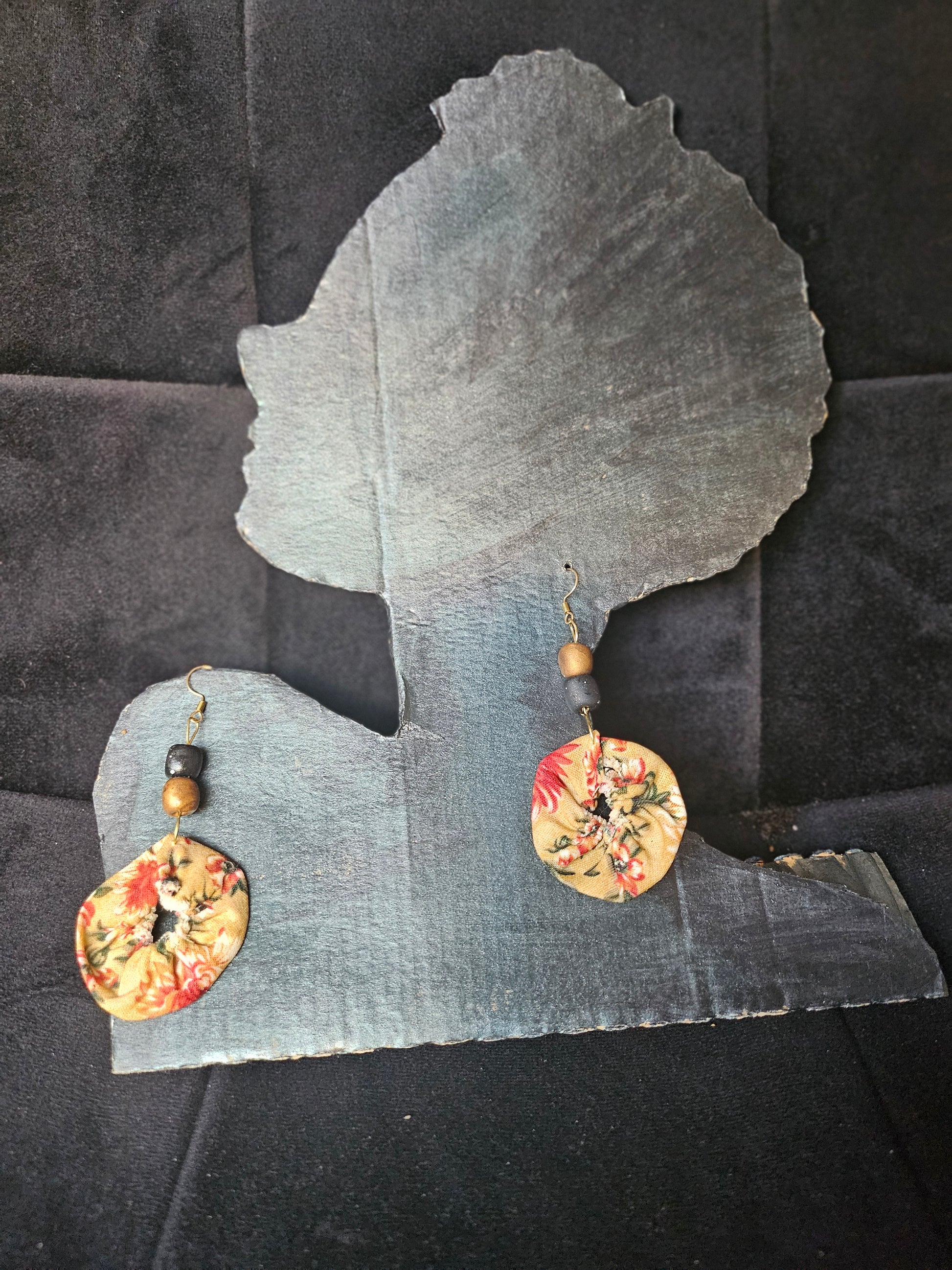 Boucles d'oreilles rondes tissu effet mouillé - cadeau bijoux fait main