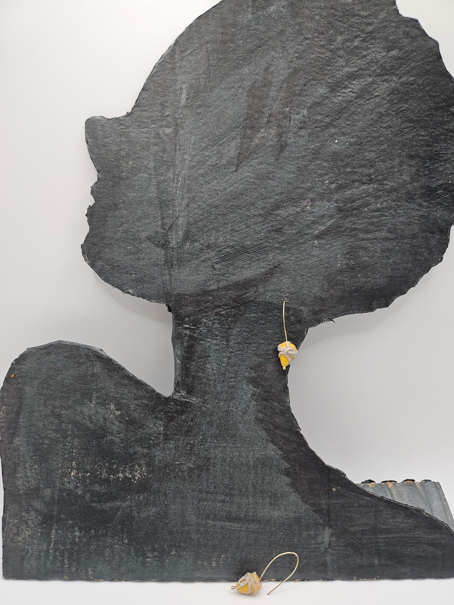 Small yellow and gray cluster earrings