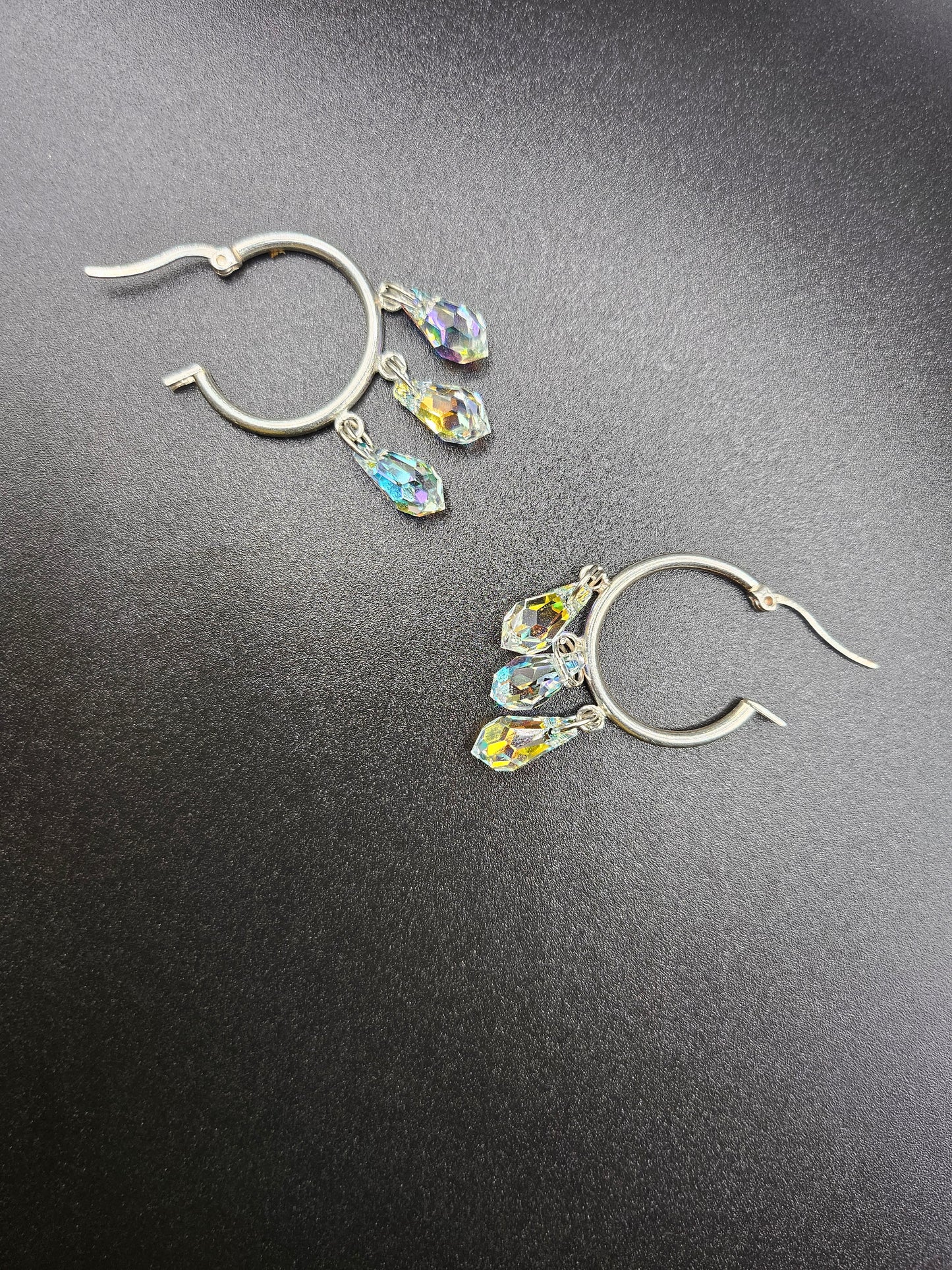 3 Hoop Earrings with Swarovski Crystals - Pure Elegance