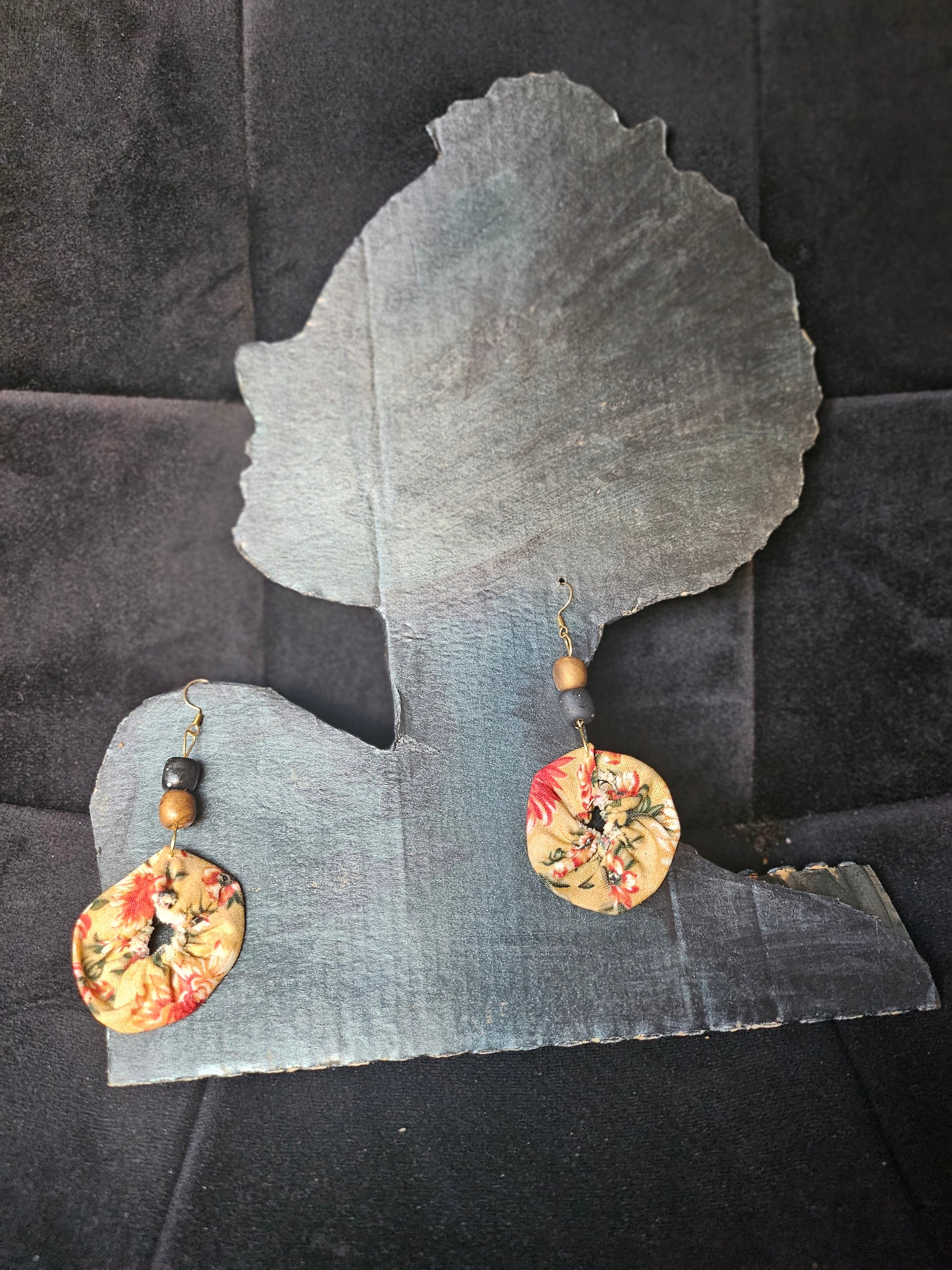 Boucles d'oreilles rondes tissu effet mouillé - cadeau bijoux fait main