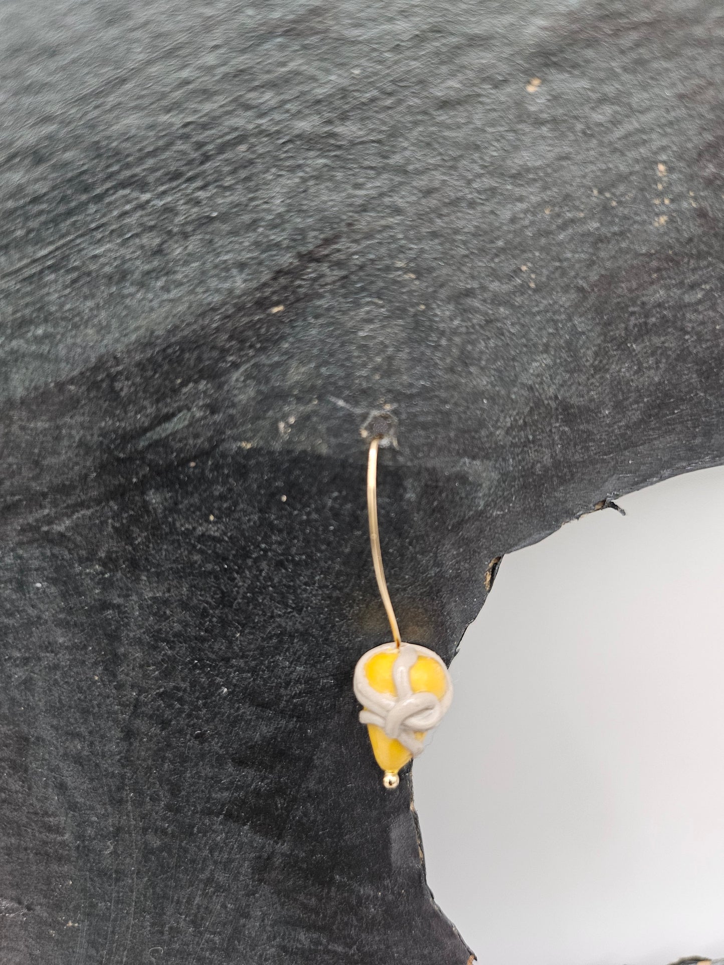 Small yellow and gray cluster earrings