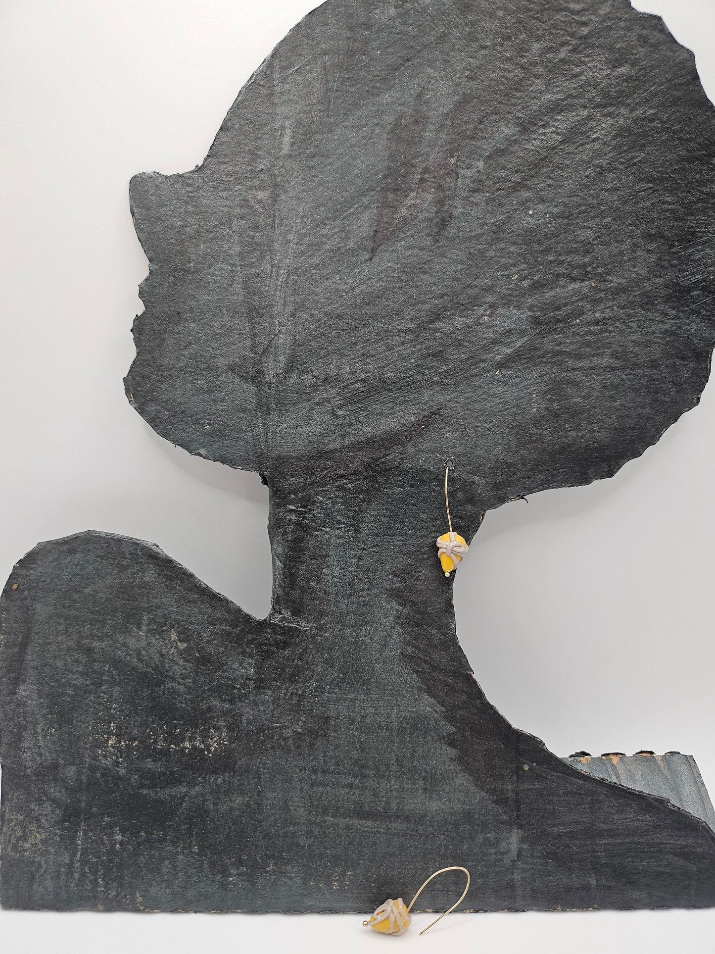 Small yellow and gray cluster earrings