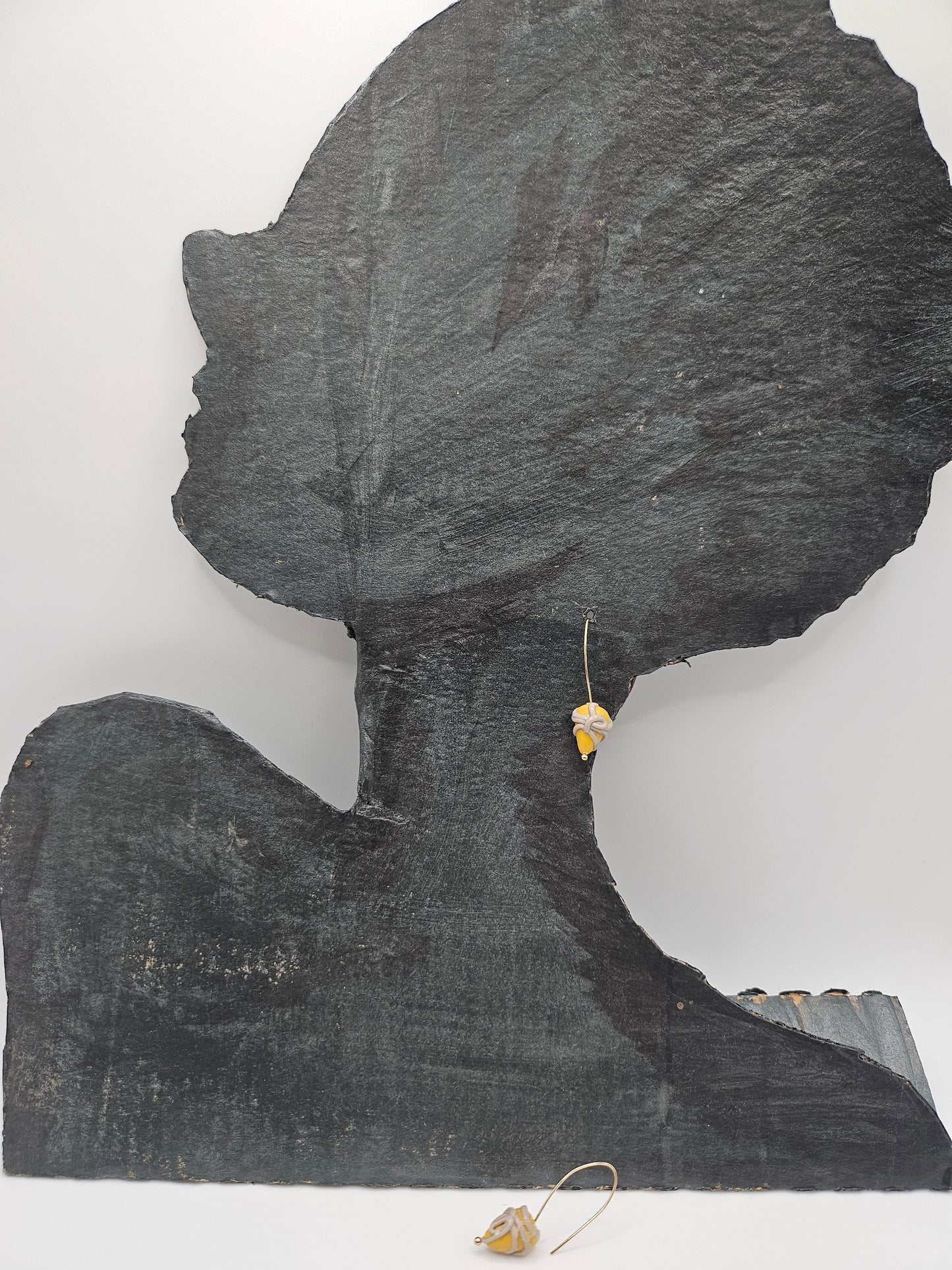 Small yellow and gray cluster earrings